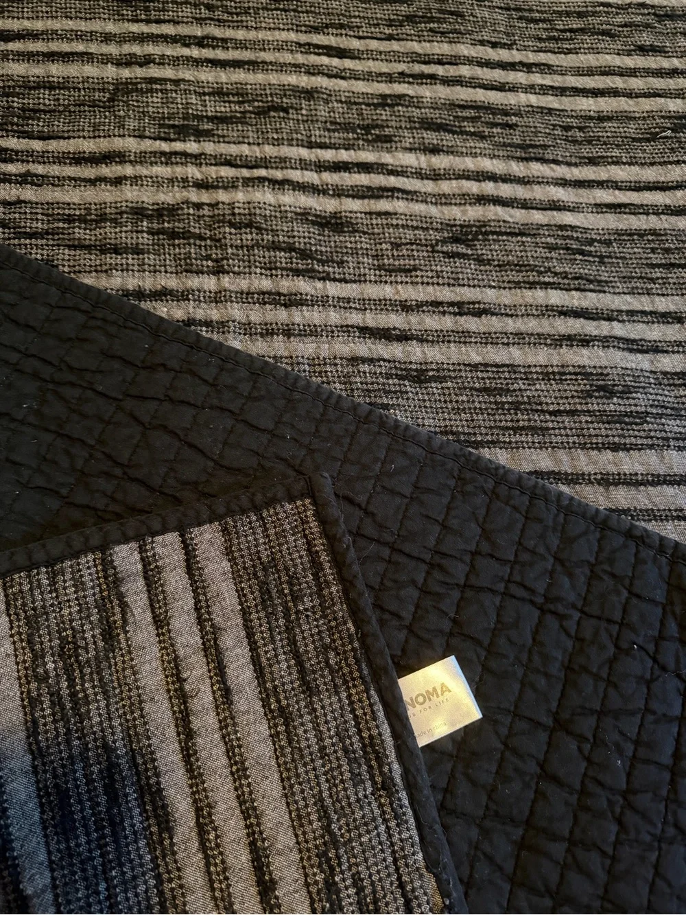 Sonoma Black and Gray Striped Quilted Throw